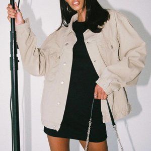 NWT Princess Polly Beige Oversized Western Denim Jacket - US XS / S